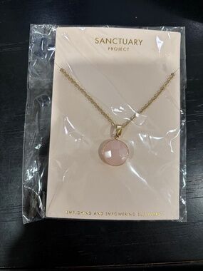 Sanctuary Project Gold Necklace Pink Stone Pendant Minimalist Jewelry
